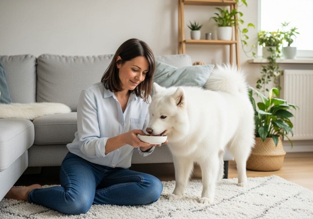 Hond krijgt graanvrije zelfgemaakte voeding van zijn baasje