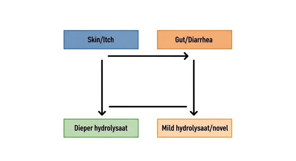 decision tree diagram for choosing hydrolyzed diets